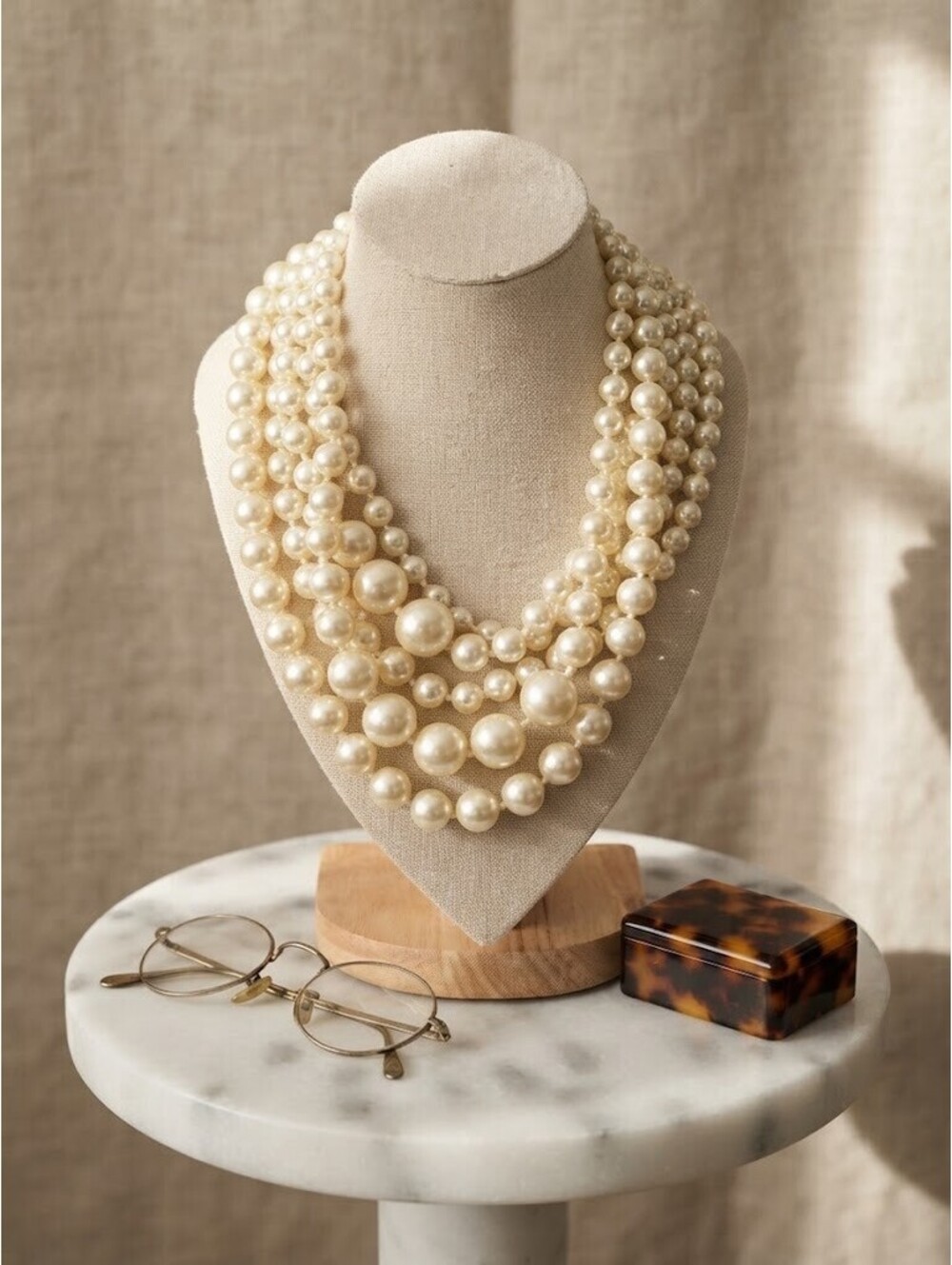 J.Crew Vintage-Style Multi-Strand Graduated Faux Pearl Statement Necklace - Picture 2 of 4